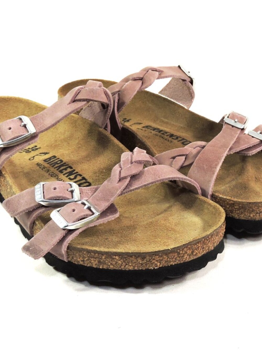 BIRKENSTOCK 🇩🇪 WOMEN'S DUST ROSE LEATHER COMFORT SUMMER FLAT SANDALS - Picture 2 of 6
